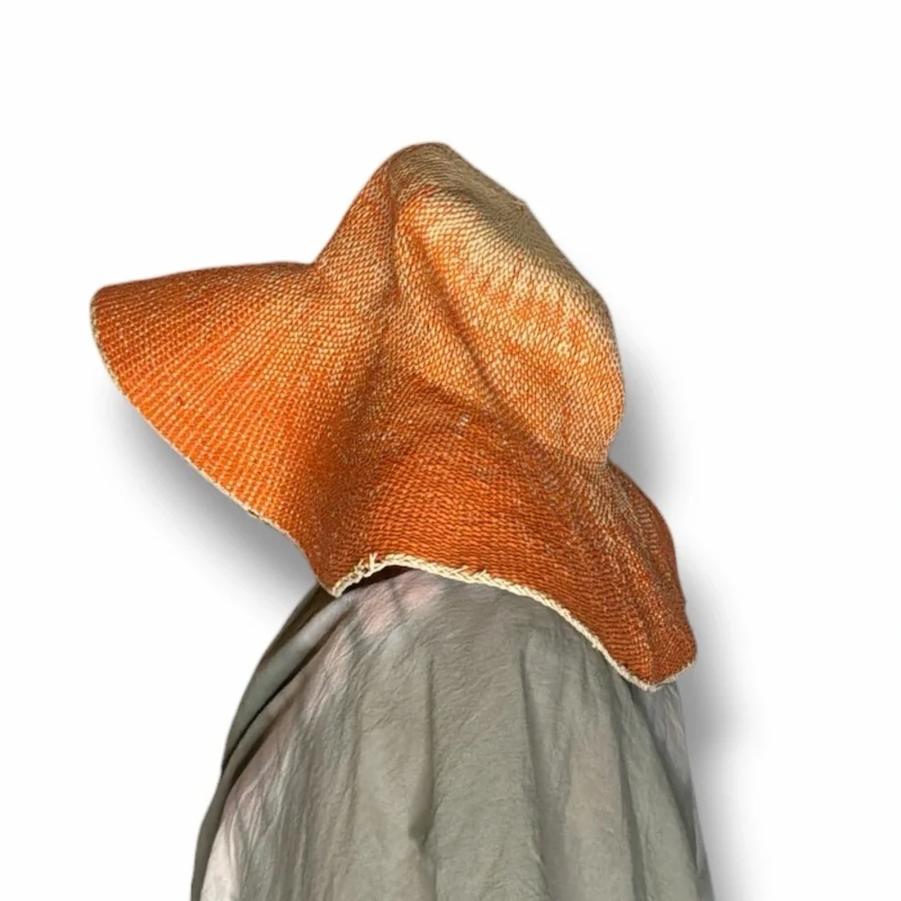United Colors of Benetton Orange Ombre Woven Paper Yarn Sun Hat Size Small